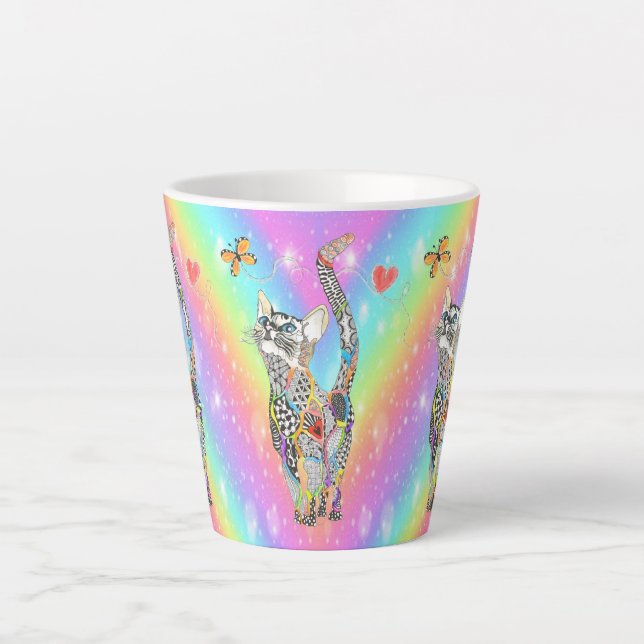 Cute et colorée Rainbow Cat Mug (Devant)