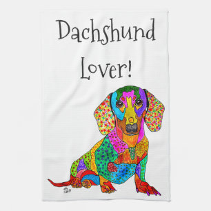 Cute et colorée serviette de cuisine Dachshund