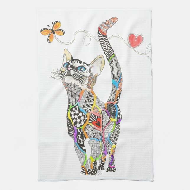 Cute et Colorful Chat serviette de cuisine (Vertical)