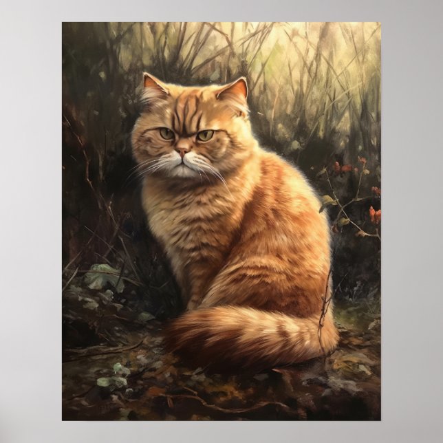 Cute Exotic Shorthair Chat Art Imprimer Poster (Devant)