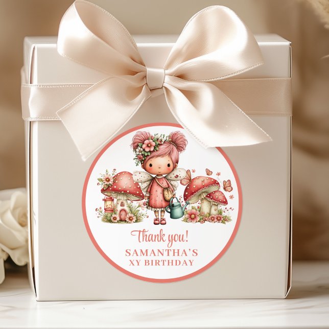 Cute Fairy 1st Birthday Pink Floral Party Stickers (Cute Fairy 1st Birthday Pink Floral Party Stickers)