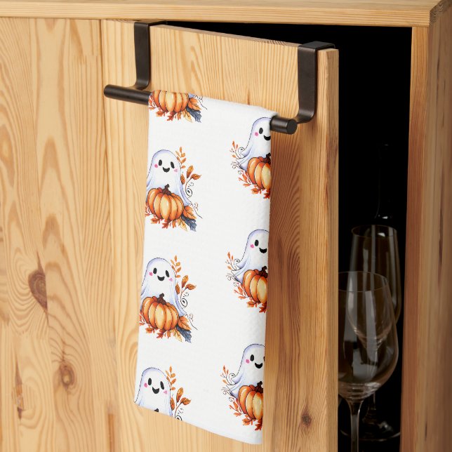Cute Fantôme avec Citrouille Design Serviette de c (Pliage en tiers)