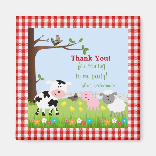 Cute Farm Animaux Anniversaire Fête Magnet (Devant)