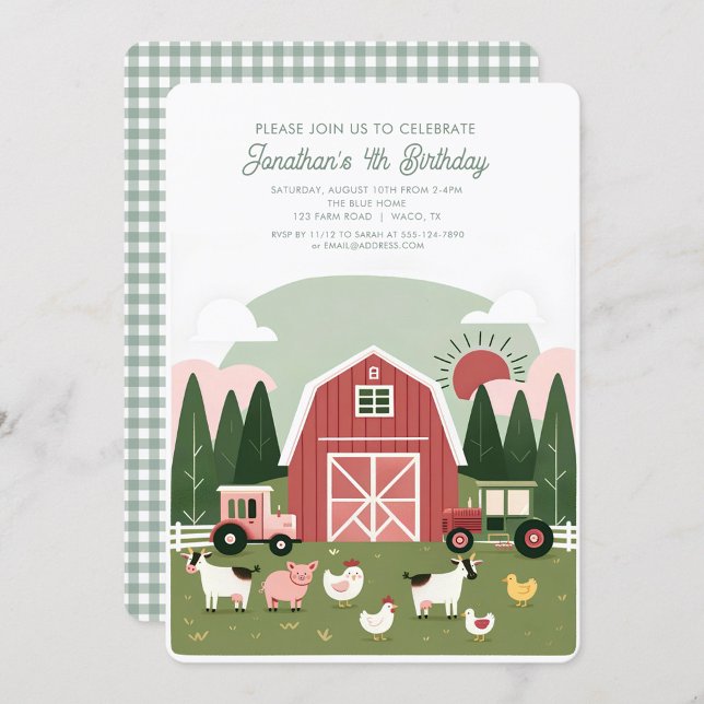 Cute Farm Animaux Barniard anniversaire Invitation (Créateur téléchargé)