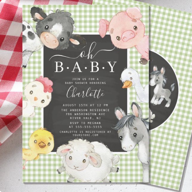 Cute Farm Animaux Douche Invitation (Créateur téléchargé)