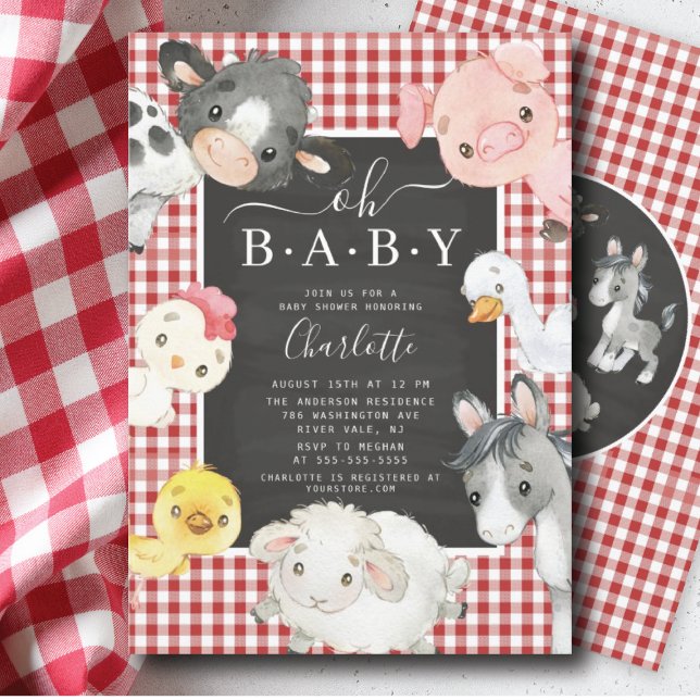 Cute Farm Animaux Douche Invitation (Créateur téléchargé)