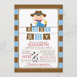 Cute Farmer Boys Baby shower Invitation