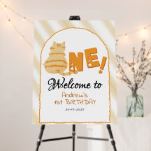 Cute Fat Orange Cat 1st Birthday Welcome