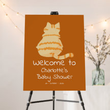 Cute Fat Orange Cat Baby Shower Welcome
