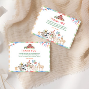 Cute ferme Barnyard Merci d'anniversaire