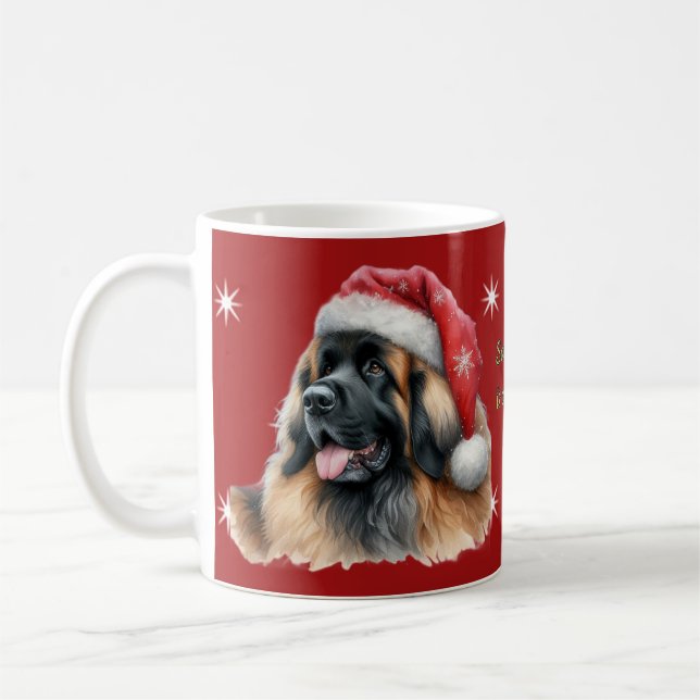 Cute Festival Leonberger Père Noël Mug (Gauche)