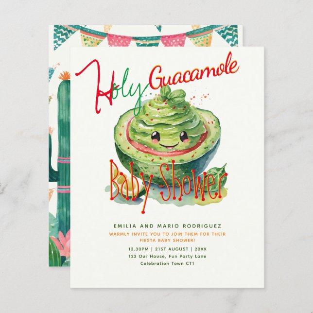 Cute Fiesta Saint-Guacamole Baby shower BUDGET (Devant / Derrière)