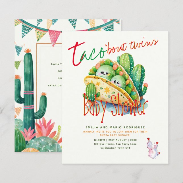 Cute Fiesta Taco TWINS Baby shower MEILLEUR BUDGET (Devant / Derrière)