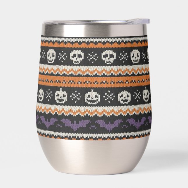 Cute, fine île/colorwork Halloween crâne et chauve (Gauche)