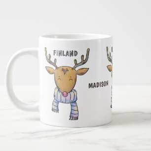 Cute Finland Reindeer nom personnalisé jumbo mug