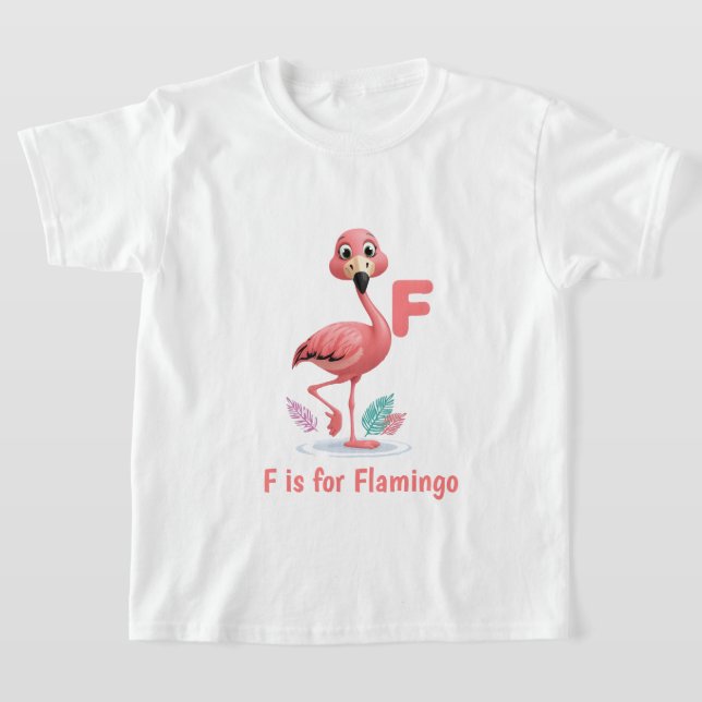 Cute Flamingo Kids T-Shirt | F is for Flamingo Alp (Poser)