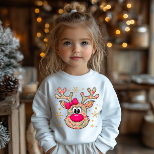 Cute Floral Reindeer de Noël Personnalisé