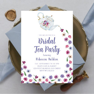 Cute Floral Tea Brunch Party Invitation