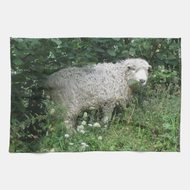 Cute Fluffy Blanc Manger serviette de cuisine (Horizontal)