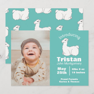 Cute Fluffy White Llama Faire-part de naissance