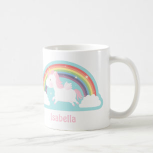 Cute Flying Unicorn et Rainbow Girls Mug