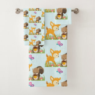 Cute Forest Animaux Whimsical Cartoon Motif