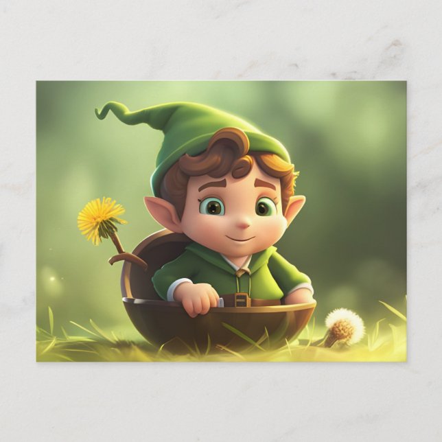 Cute Forest Elf, Carte postale pour le post-croise (Devant)