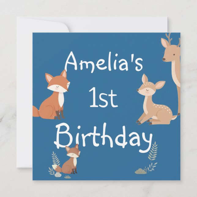 Cute Forest Friends Birthday Invitation  (Devant)