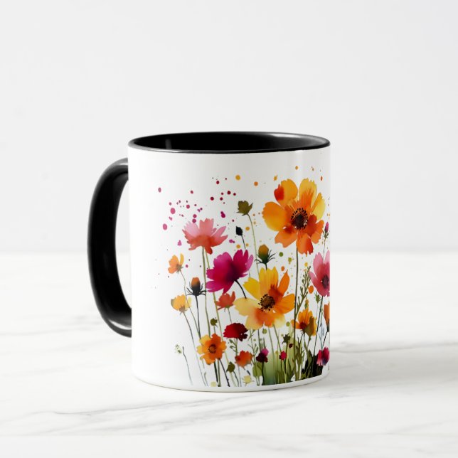 Cute forest wildlife and spring flowers coffee mug (Devant gauche)