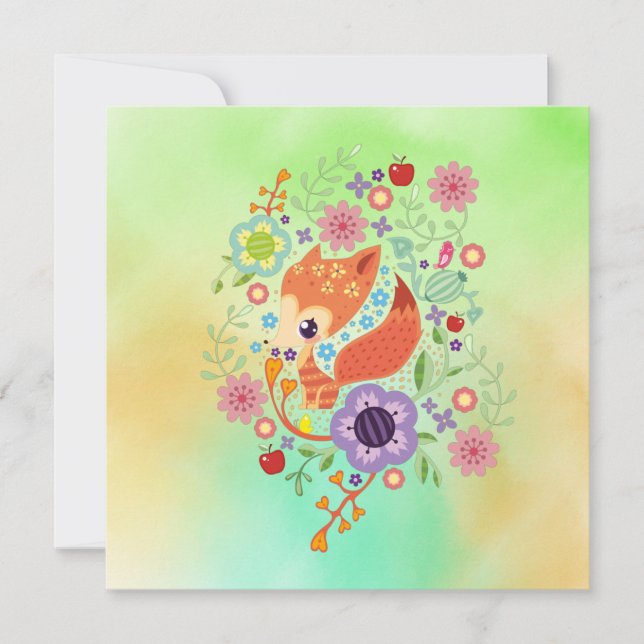 Cute Fox Baby Art Animal Avec Floral (Devant)