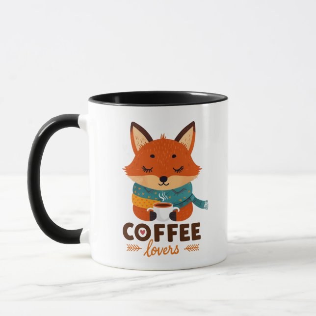 Cute Fox "Coffee Lovers" Mug | Whimsical Forest  (Gauche)