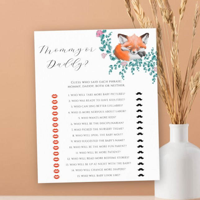 Cute fox - maman ou papa jeu de baby shower (Créateur téléchargé)