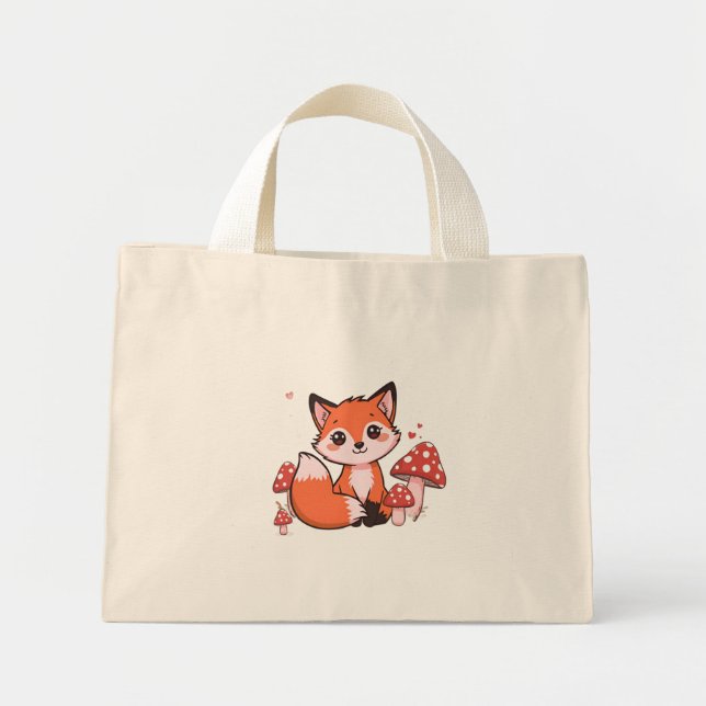 Cute Fox Tiny Tote Bag – Woodland Animal Canvas  (Devant)