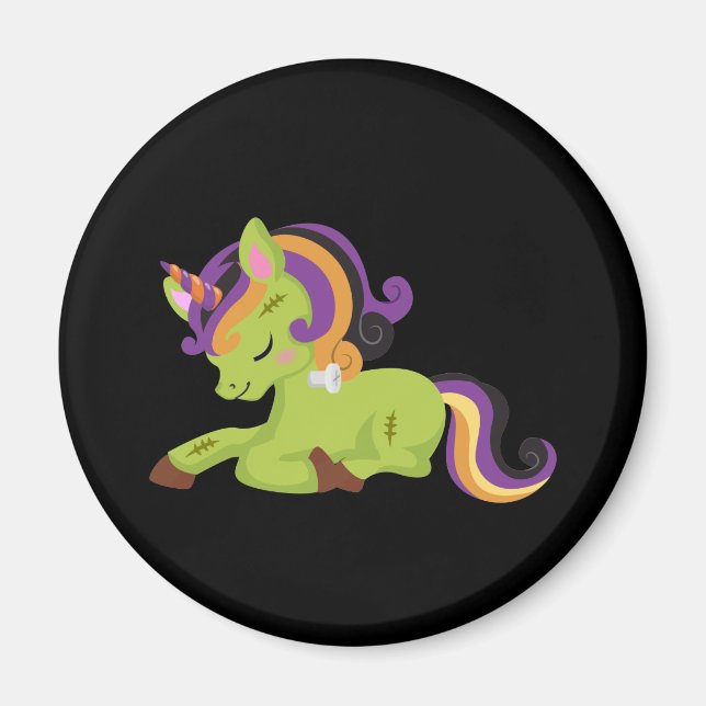 Cute Frankenstein Unicorn Halloween Magnet (Devant)