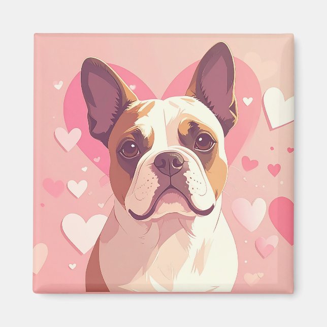 Cute French Bulldog Love Magnet (Devant)