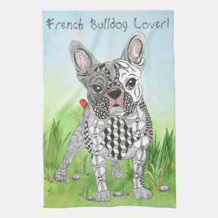 Cute French Bulldog Lover Serviette de cuisine