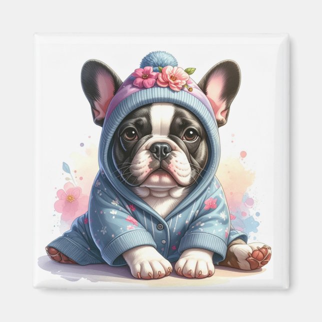 Cute French Bulldog Puppy Magnet (Devant)