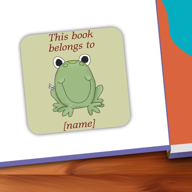 Cute Frog Ce Livre Appartient À Réserver Sticker P (Personalized Cute Frog This Book Belongs To Book Plate Sticker)