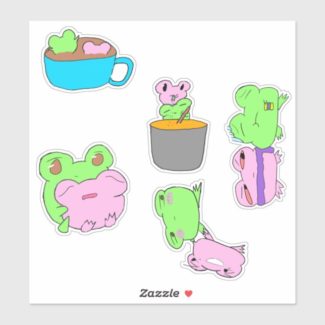 Cute frog couple valentine sticker sheet  (Feuille)
