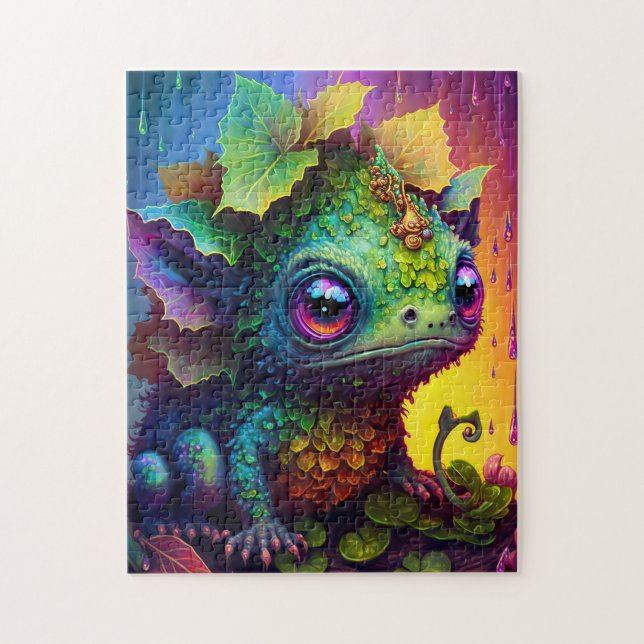 Cute Frog Monster Imaginaire Art Jigsaw Puzzle (Vertical)
