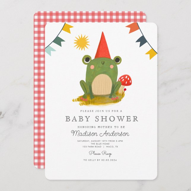 Cute Frog Sage Green Cute Baby shower Invitation (Créateur téléchargé)