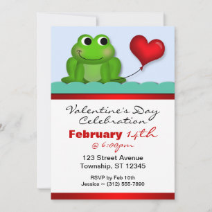 Cute Froggy Heart Valentine's Day Invitations