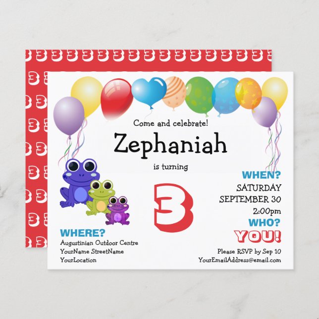 Cute Frogs Ballons Enfants N'importe quel âge Anni (Devant / Derrière)