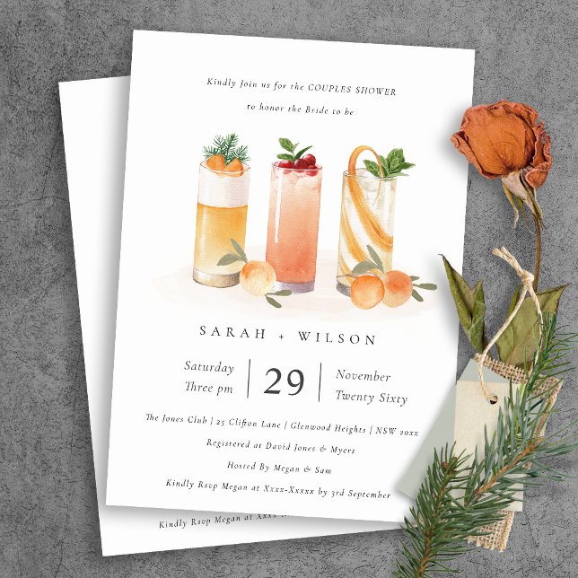 Cute Fruit Cocktail Orange Couples Invitation douc (Créateur téléchargé)