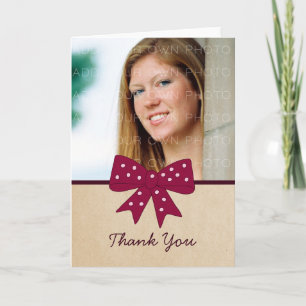 Cute Fuchsia Bow Carte de remerciements de graduat