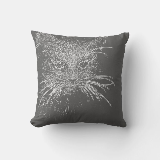 Cute Funky Chat Kitten Croquis Coussin Jeu Oreille (Recto)