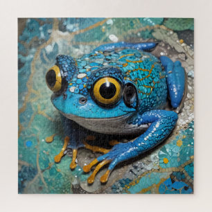 Cute Funny Blue Frog Puzzle Puzzle