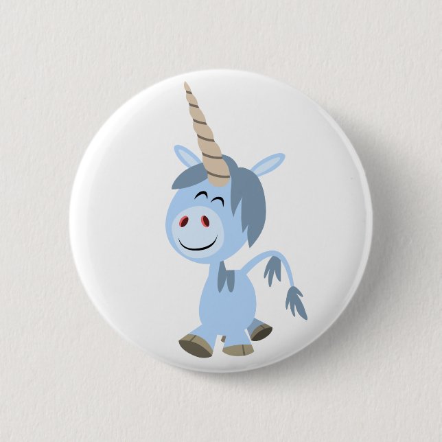 Cute Funny Cartoon Unicorn  Button Badge (Devant)