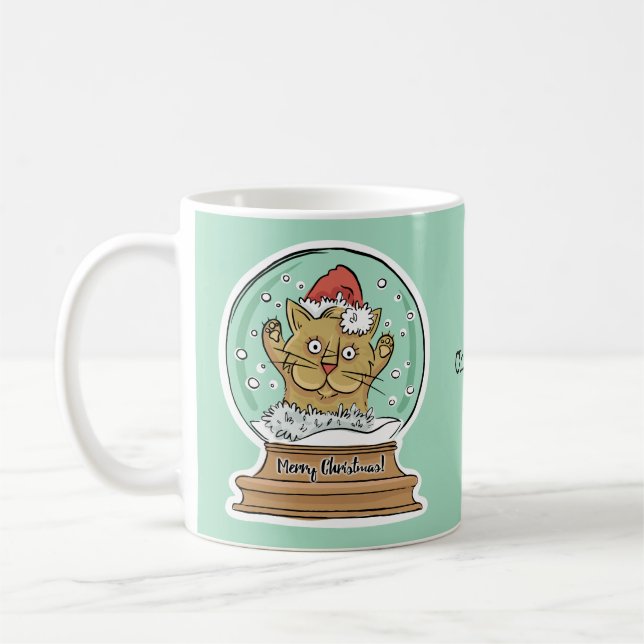 Cute Funny Christmas Chat nom personnalisé tasses (Gauche)