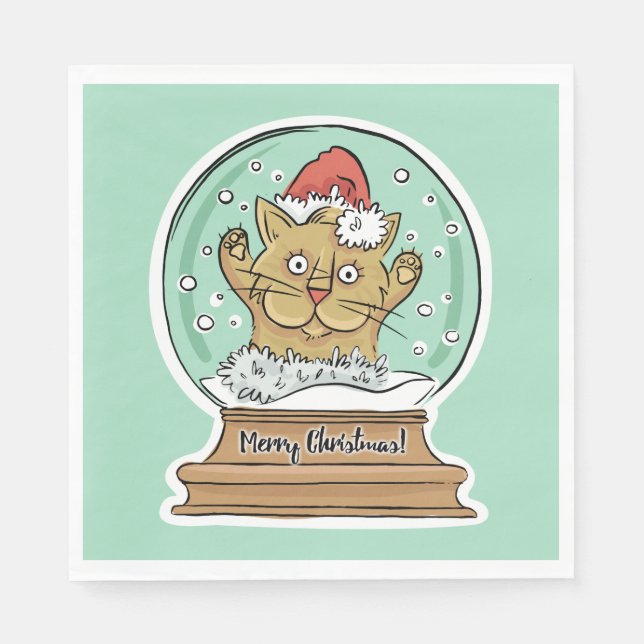 Cute Funny Christmas Chat serviettes en papier (Devant)